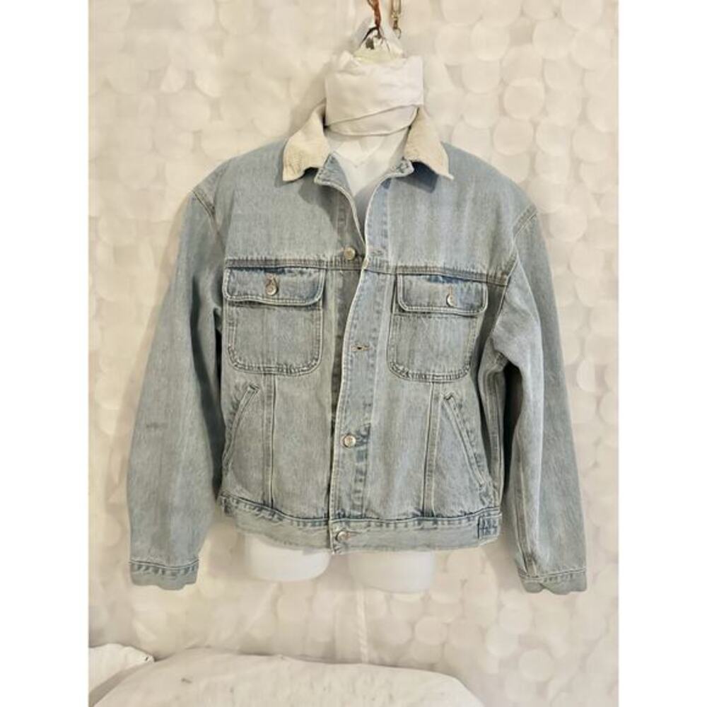 VTG 90s Banana Republic Denim Trucker Med Wash Jacket Men’s M Corduroy Collar
